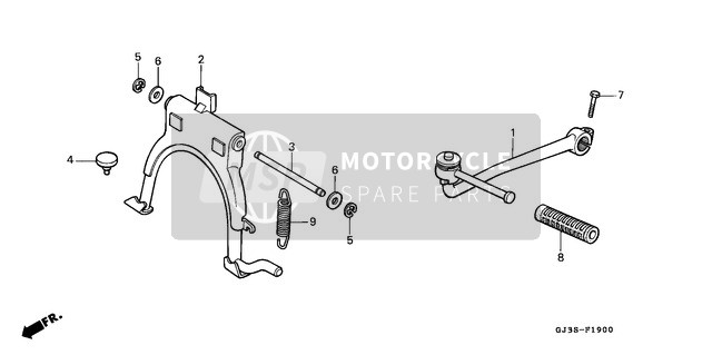 Honda SH50 1995 Supporter principal/ Démarreur au pied Bras pour un 1995 Honda SH50